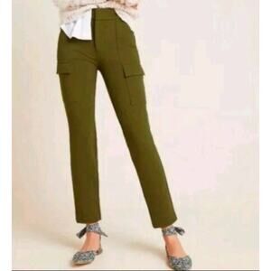 Anthropologie Pants Womens Size 14 The Essential Slim Moss Green Cargo Pockets